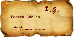 Paczek Géza névjegykártya